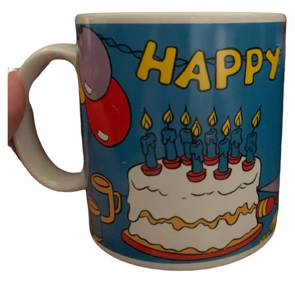 Vintage Woody Woodpecker Blue Ceramic Mug Happy Birthday - Picture 3 of 4